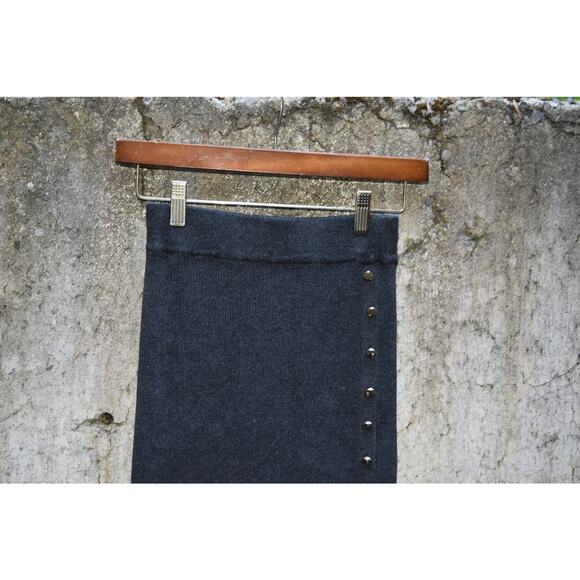 ZARA Knit Charcoal Gray Midi Skirt with Side Button Detail – Size S - Picture 4 of 5